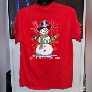 Southern Couture Festive Red Snowman Tee